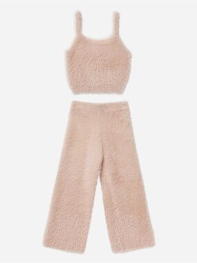 Rylee + Cru fuzzy knit set outfit tank top and pants 2-3 year blush